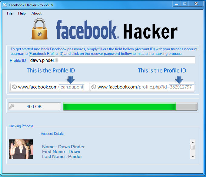 Facebook account hacking software download